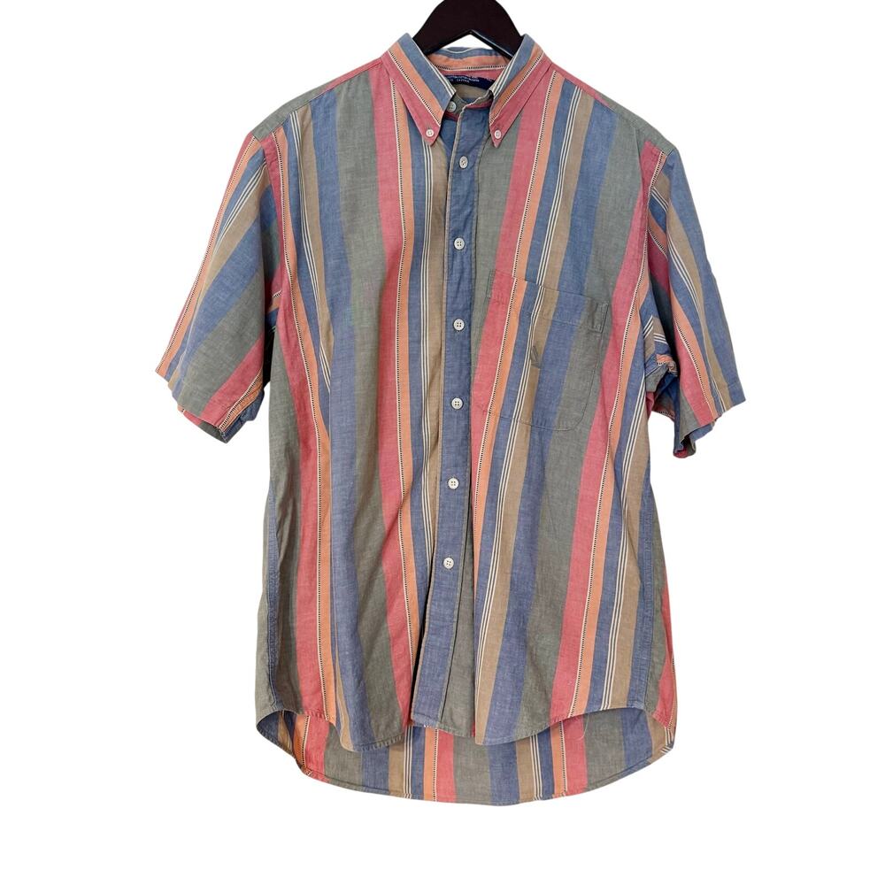 Vintage Nautica Multicolored Pastel Striped Button Down Shirt